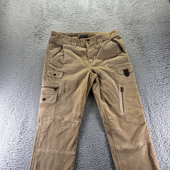 Lauren Ralph Lauren Pant Womens 12 Beige Cotton Corduroy Cargo Straight Utility - Picture 2 of 10